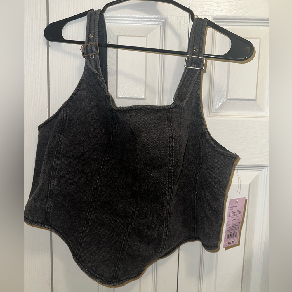 Target Charcoal Denim Crop Top